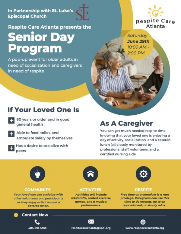 June 29: Senior Day Program at St. Luke’s –Respite Care Atlanta